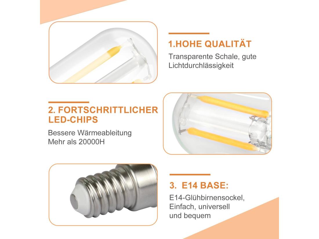 Vente Unique NETTLIFE Lot De 4 Lampes LED E14 Blanc Chaud Lampes Vintage T22 Rétro Edison 2 W 2700 K Adaptées Aux Supports De Lampe