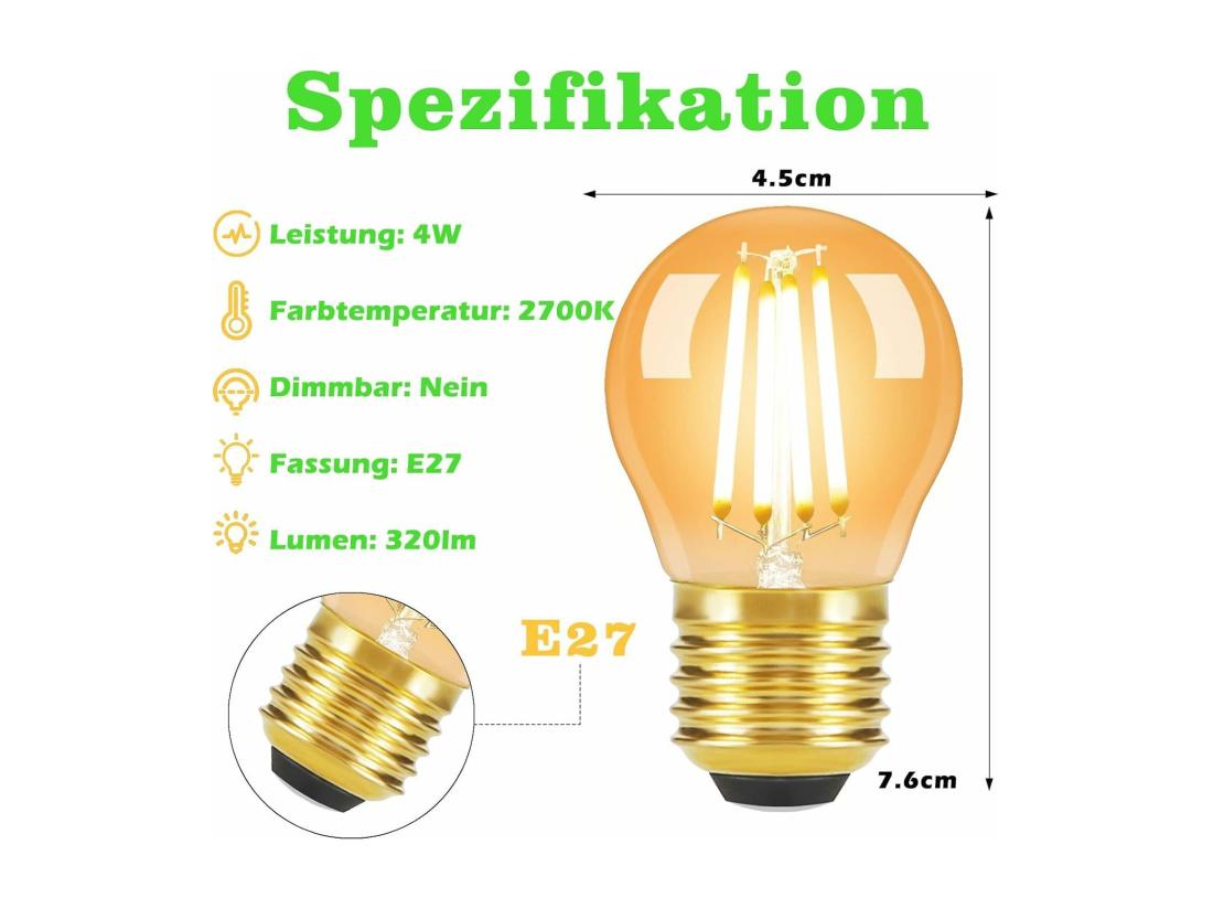 Vente Unique NETTLIFE Lot De 6 Ampoule E27 LED Filament : G45 Vintage Ampoule Edison Retro Ampoule Blanc Chaud 2700K Bulbs 4W
