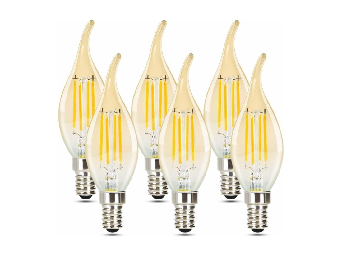 Vente Unique NETTLIFE Lot De 6 Ampoules LED E14 Bougies Blanc Chaud 4W 2700K Filament Rétro Edison Style Vintage économie D'énergie En Verre - Non Dimmable