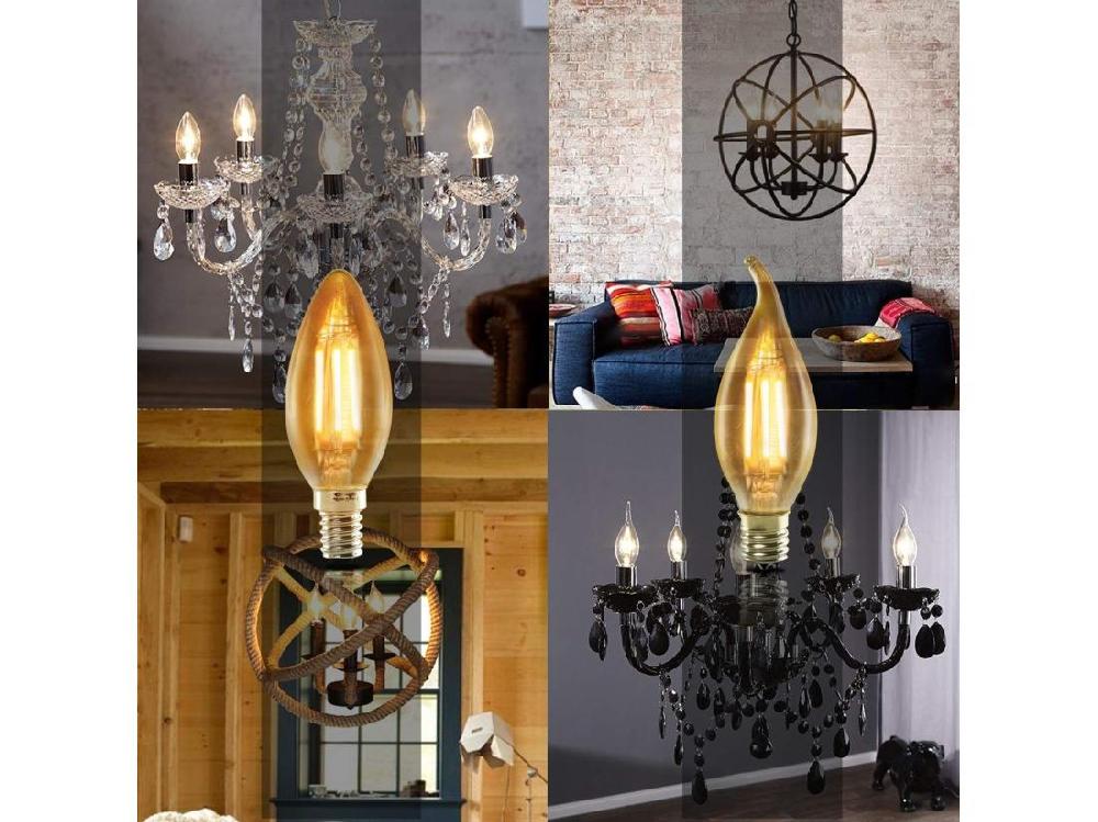Vente Unique NETTLIFE Lot De 6 Ampoules LED E14 Bougies Blanc Chaud 4W 2700K Filament Rétro Edison Style Vintage économie D'énergie En Verre - Non Dimmable