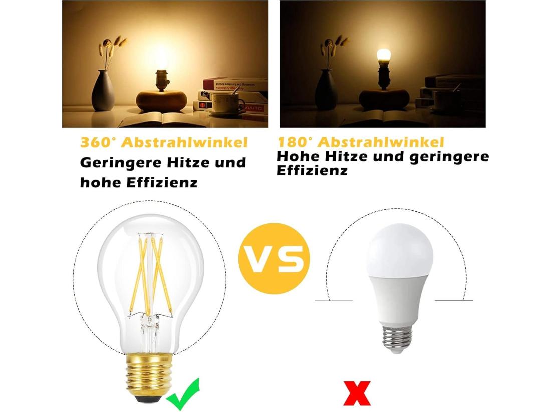 Vente Unique NETTLIFE Lot De 6 Ampoules LED E27 Vintage : Ampoule A60 2700K 4W Edison à Filament Blanc Chaud Lampe Antique En Verre à économie D'énergie Pour