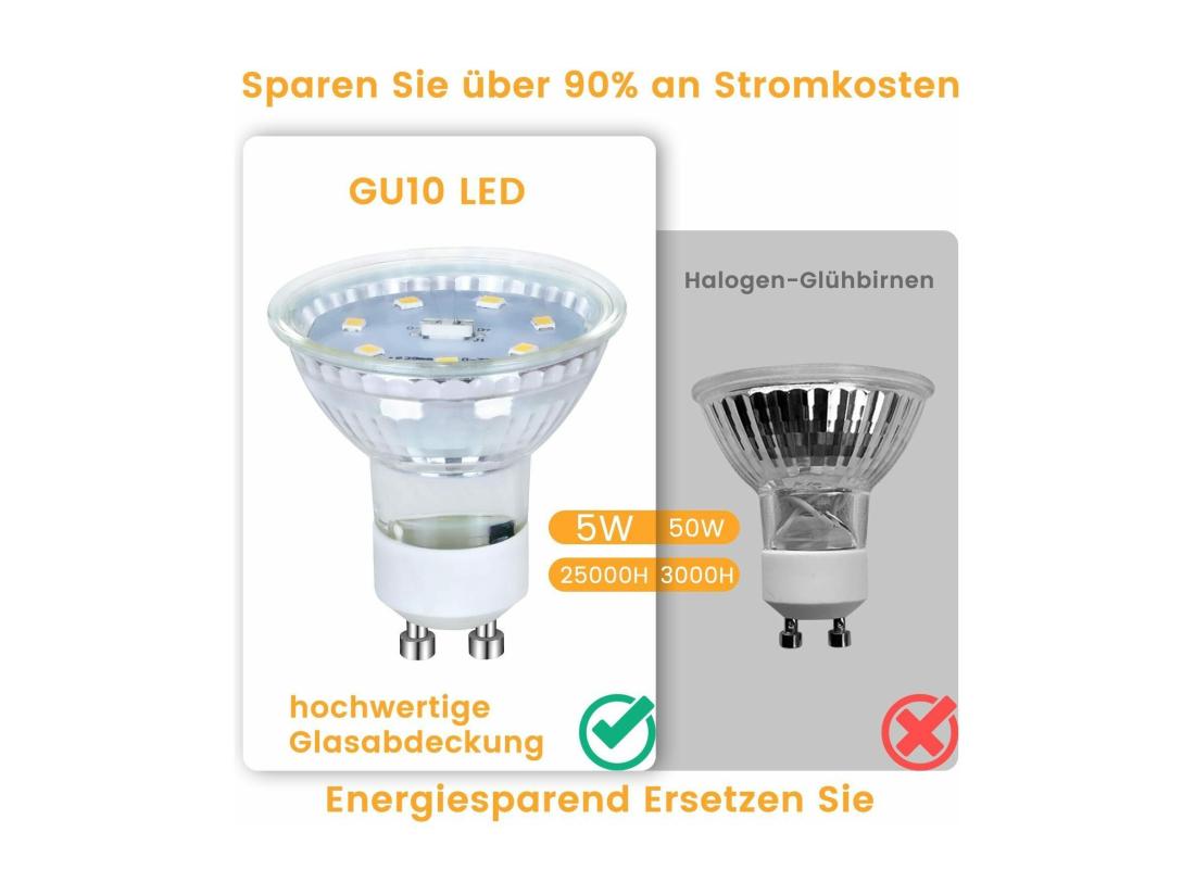 vente unique NETTLIFE Lot de 6 ampoules LED GU10 Blanc neutre 5 W remplace une ampoule 50 W 4000 K économie d'énergie angle de faisceau 110° non dimmable