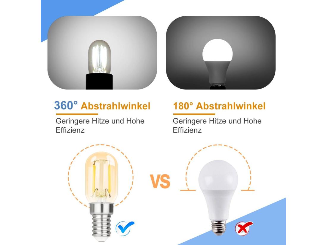 Vente Unique NETTLIFE Pack De 2 E14 LED Blanc Froid T22 Vintage LED 2W Rétro 6000K Lampe à économie D'énergie E14 Non Dimmable