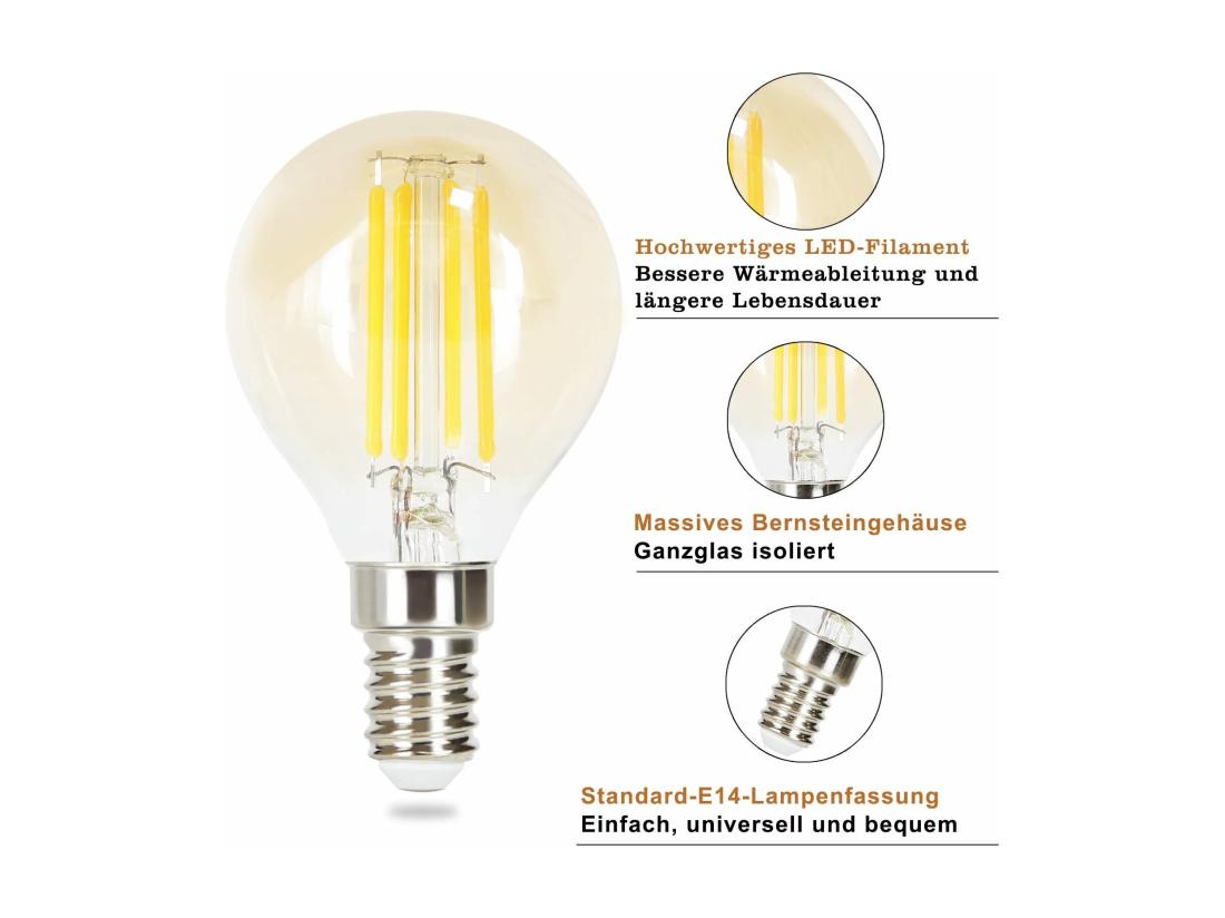 Vente Unique NETTLIFE Pack De 6 Ampoules LED E14 Lampe Vintage - G45 Rétro 2700K 4W Blanc Chaud