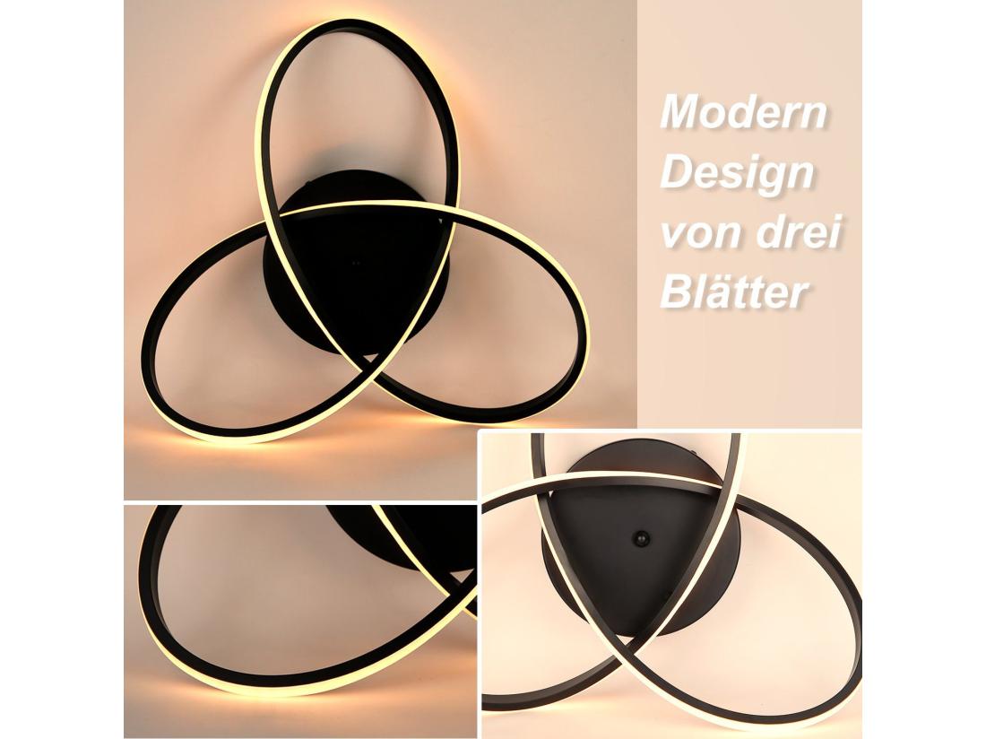 Vente Unique NETTLIFE Plafonnier LED Dimmable 33 W Lampe Noir Avec Télécommande Lampe De Chambre Moderne 40 Cm Pour Salon Cuisine Couloir Studio