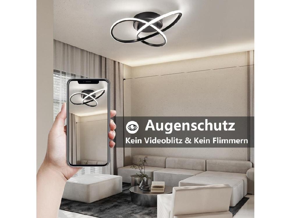 vente unique NETTLIFE Plafonnier LED Dimmable 33 W Lampe Noir avec Télécommande Lampe de Chambre Moderne 40 cm pour Salon Cuisine Couloir Studio