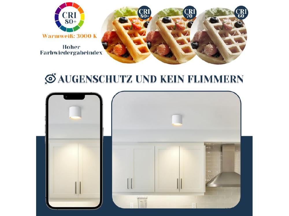 Vente Unique NETTLIFE Plafonnier Spot LED Blanc : Plafond Rond En Saillie Alum. 230V Ampoule GX53 5W 3000K Pour Chambre Couloir