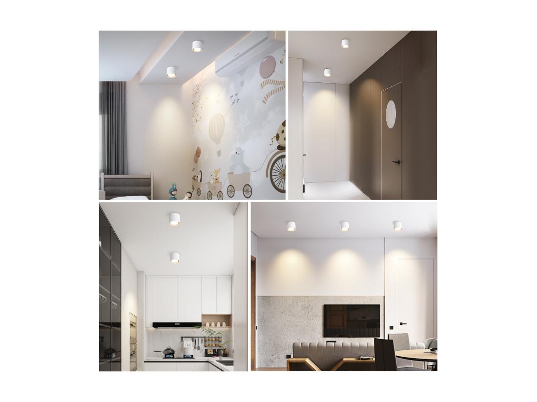 vente unique NETTLIFE Plafonnier Spot LED Blanc : Plafond rond en saillie alum. 230V ampoule GX53 5W 3000K pour chambre couloir