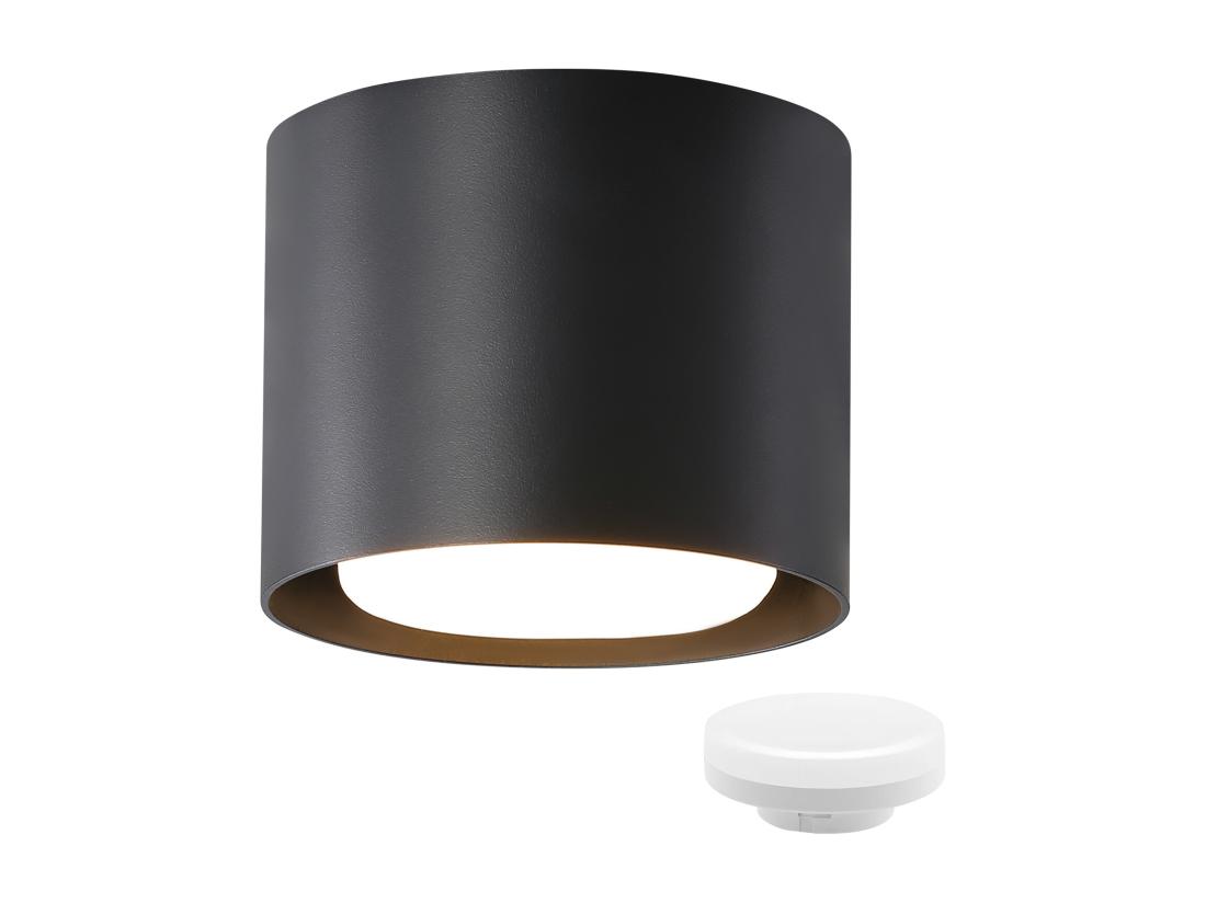 Vente Unique NETTLIFE Plafonnier Spot LED Noir : Plafond Rond En Saillie Alum. 230V Ampoule GX53 5W 3000K Pour Chambre Couloir