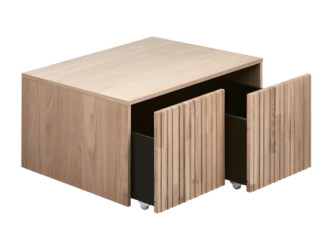Vente Unique New Gravure - Banc D'entrée Avec Rangement En Bois L88cm - Bois Clair
