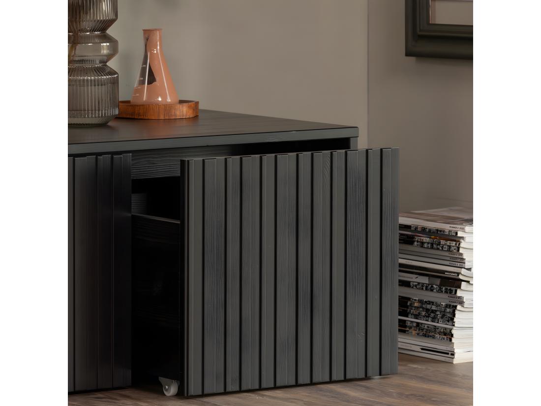 Vente Unique New Gravure - Banc D'entrée Avec Rangement En Bois L88cm - Noir