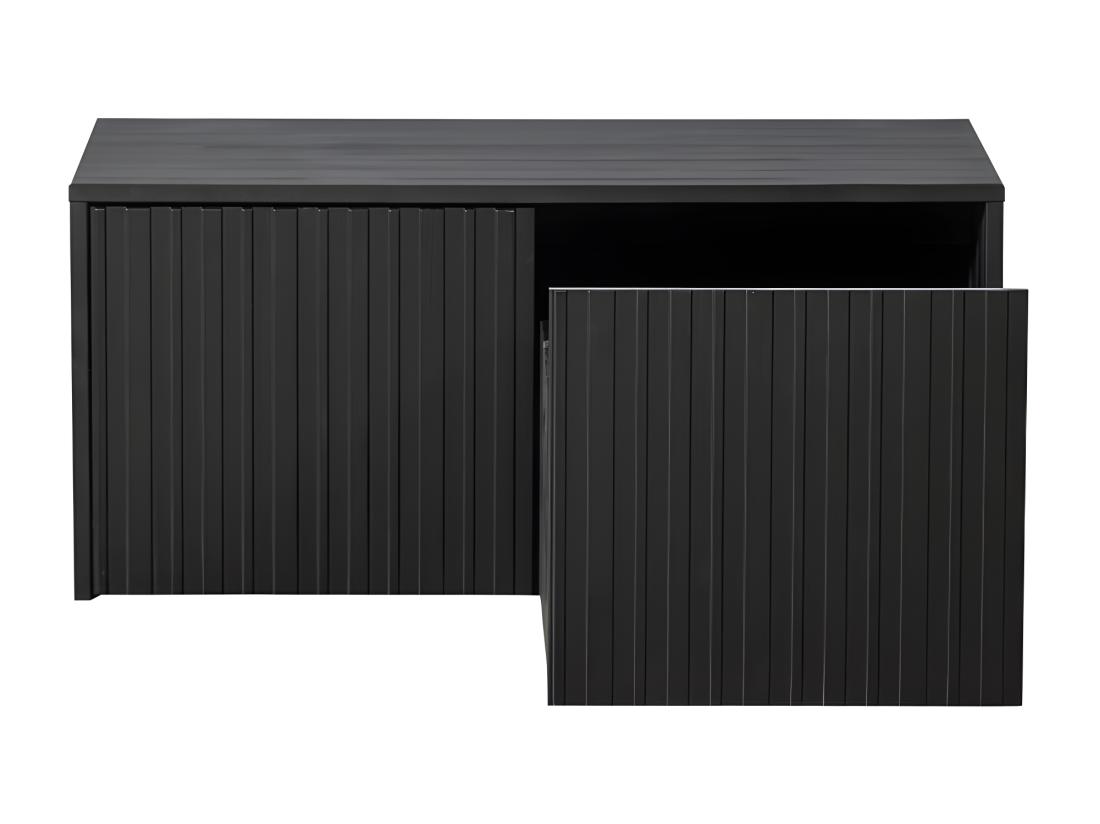 vente unique New Gravure - Banc d'entrée avec rangement en bois L88cm - Noir