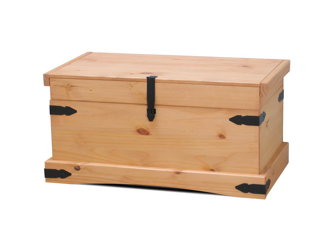 vente unique New Mexico Coffre largeur 92 cm hauteur 45 cm délavé/ciré