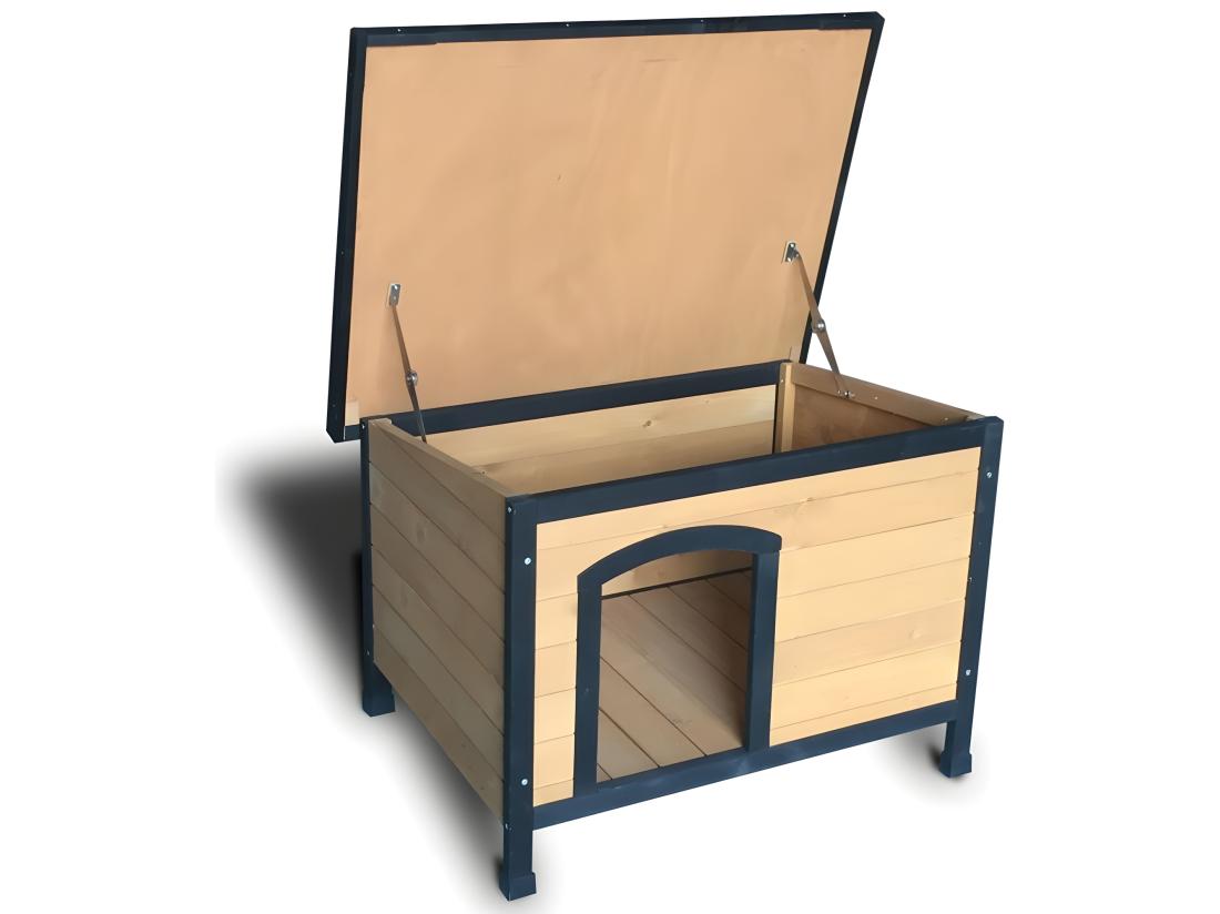 Vente Unique Niche Chien Bois Pin Haute Qualite CARLO 225 L 104 X 70x 66 Cm