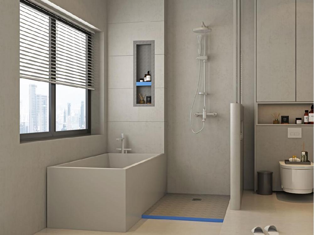 vente unique Niche de douche à encastrer et prête à carreler avec 1 étagère - 31 x 91 cm - KLARA