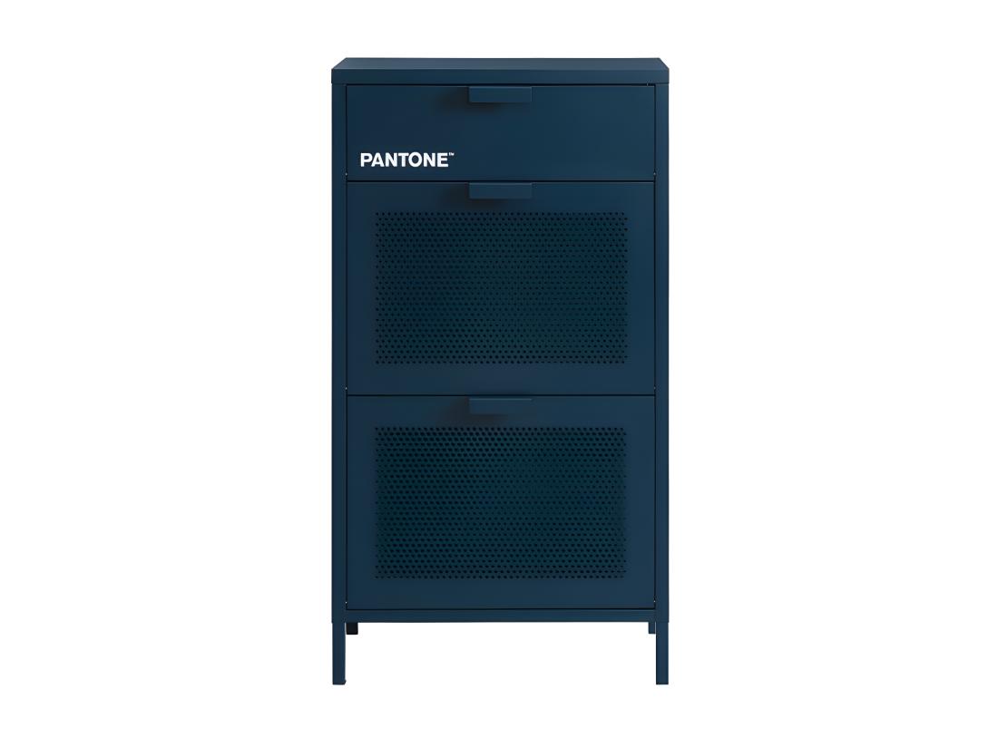 vente unique Nino - Meuble à chaussures 2 portes 1 tiroir en métal PANTONE L55cm - Bleu nuit