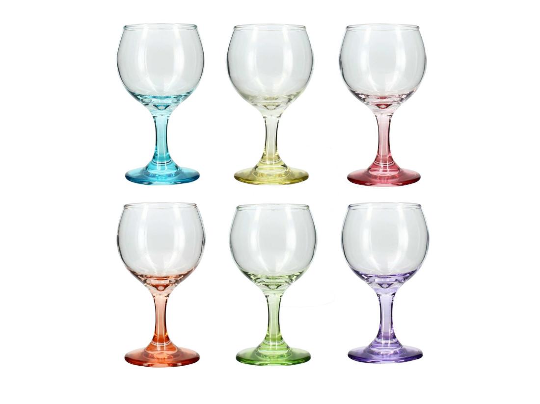 vente unique Novastyl - Lot De 6 Verres A Pied Ballon 19cl En Verre Couleurs Assorties