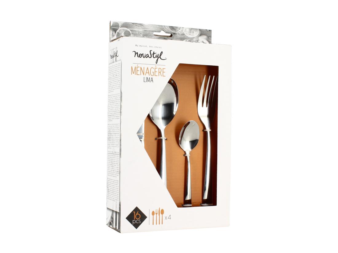 vente unique Novastyl - Menagere Lima 16 Pieces En Acier Inoxydable