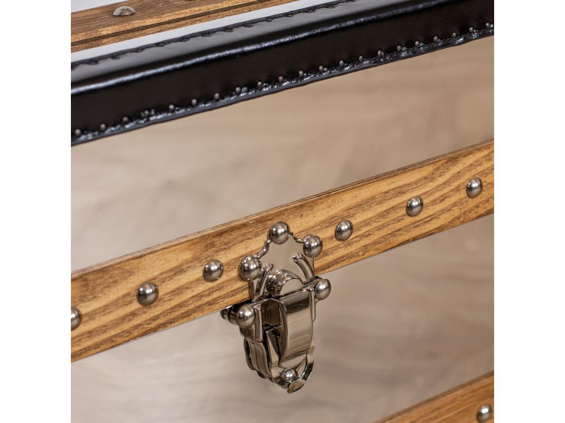 vente unique Now's Home - Commode Coffre - 1coffre -2 Tiroirs- Acier & Cuir 140x39x50cm Iliade