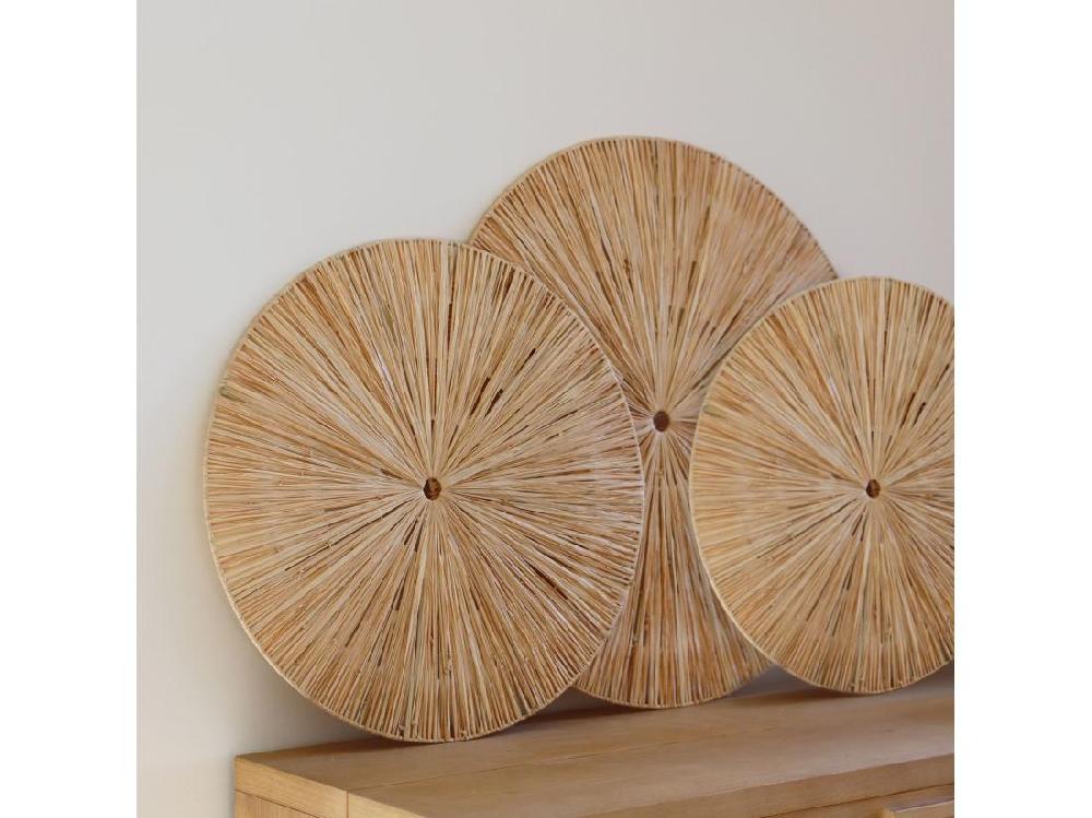 Vente Unique Now's Home - Set De 3 Decorations Murales En Raphia Naturel D60/50/40cm Miri
