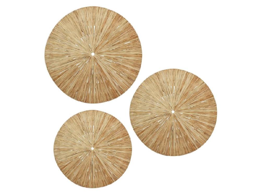 vente unique Now's Home - Set De 3 Decorations Murales En Raphia Naturel D60/50/40cm Miri