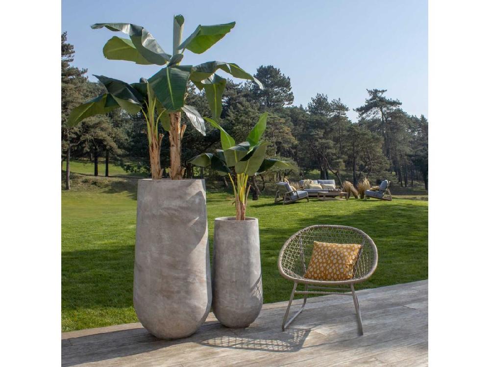 Vente Unique Now's Home - Set2 Pots Ronds En Fibre D'argile Taupe D40xht80 Et D55xht110cm Faro