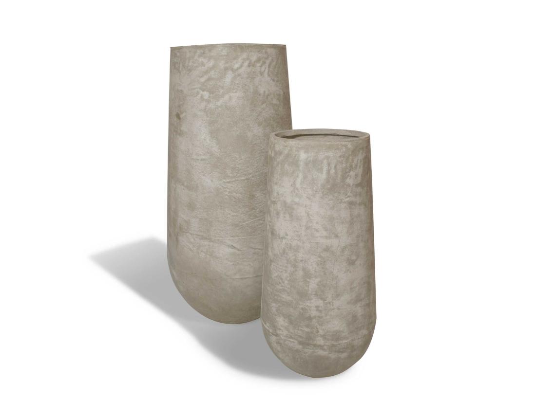vente unique Now's Home - Set2 Pots Ronds En Fibre D'argile Taupe D40xht80 Et D55xht110cm Faro