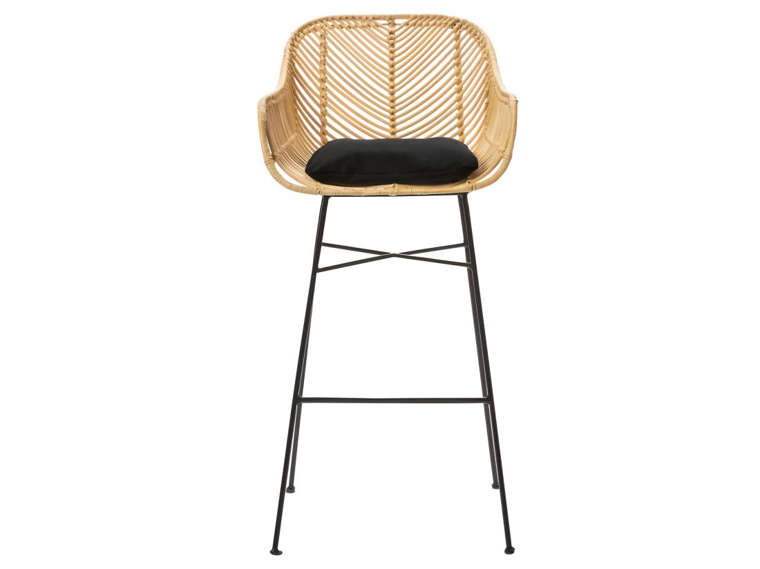 vente unique Nunuhai - Lot de 2 tabourets de bar en rotin H76cm - Naturel
