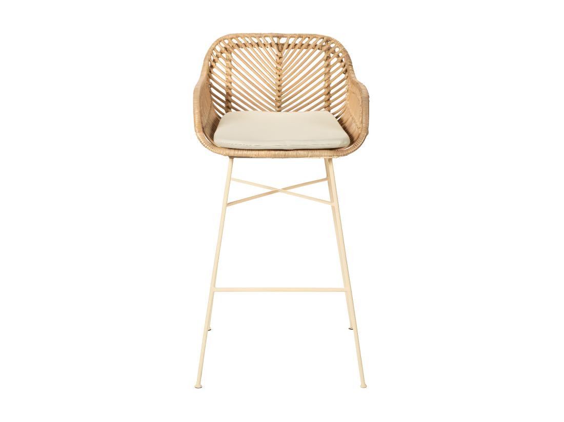 Vente Unique Nunuhai - Lot De 2 Tabourets De Bar En Rotin Pieds Beiges H68cm - Naturel