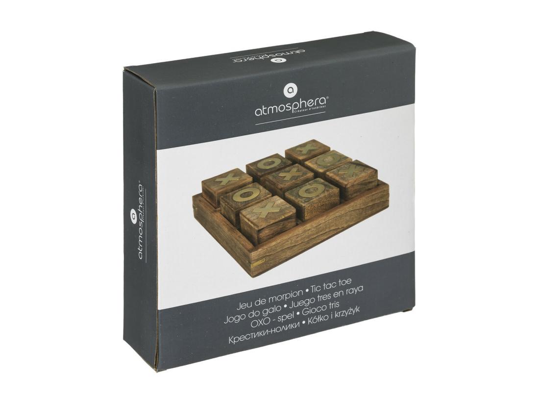 Vente Unique Objet Déco Jeu De Morpion En Bois De Manguier Et Laiton 23 X 23 Cm