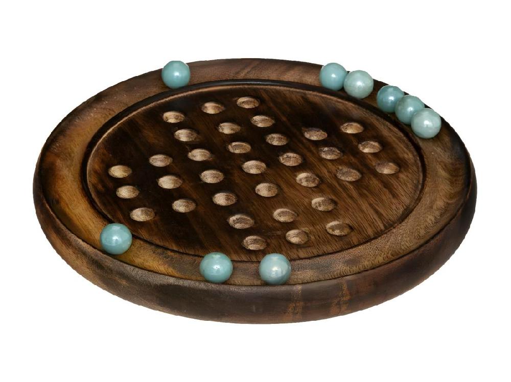 Vente Unique Objet Déco Jeu De Solitaire Avec Support En Bois De Manguier Et Billes En Verre