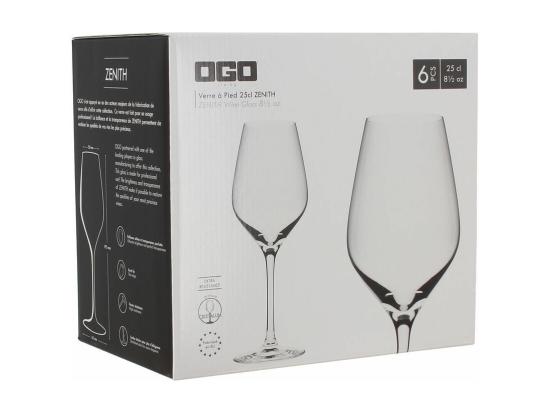 Vente Unique Ogo Living - Boite De 6 Verres A Pied Vin Zenith En Cristallin 25 Cl
