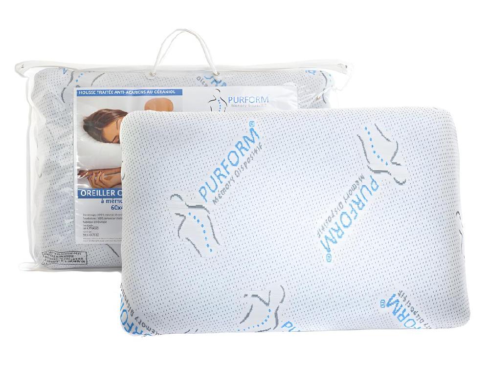 Vente Unique Oreiller Mémoire De Forme 40 X 60 Cm Anti Acariens PURFORM - SIRONA