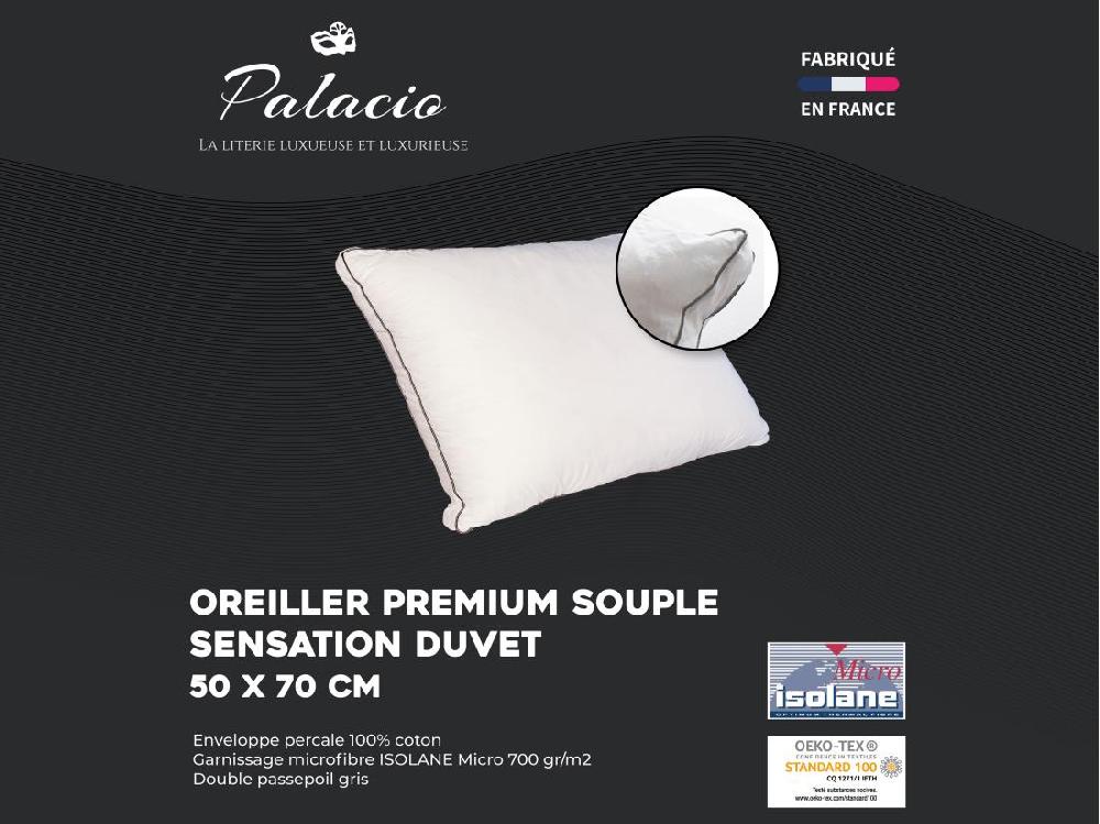 Vente Unique Oreiller Sensation Duvet En Percale De Coton 91 Fils/cm² - 50 X 70 Cm - 700 Gr - Blanc - AUXENCE