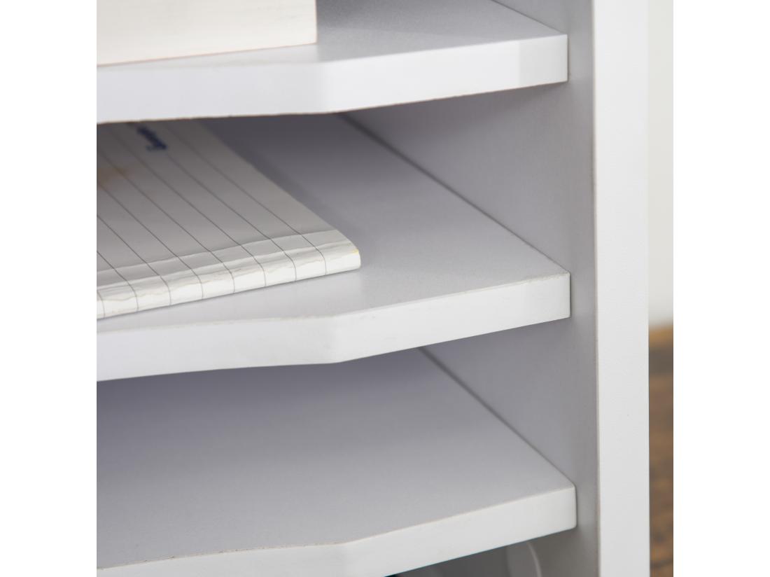 Vente Unique Organiseur Bureau Bois Blanc Avec 4 Couches Fournitures Support D'imprimante Dim. 35 5L X 25l X 28 6H Cm