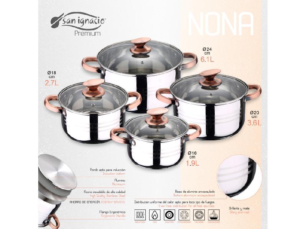 Vente Unique P. Nona Batterie De Cuisine 8 Pcs Et 3 Poêles à Frire 22 24 26cm Daimiel