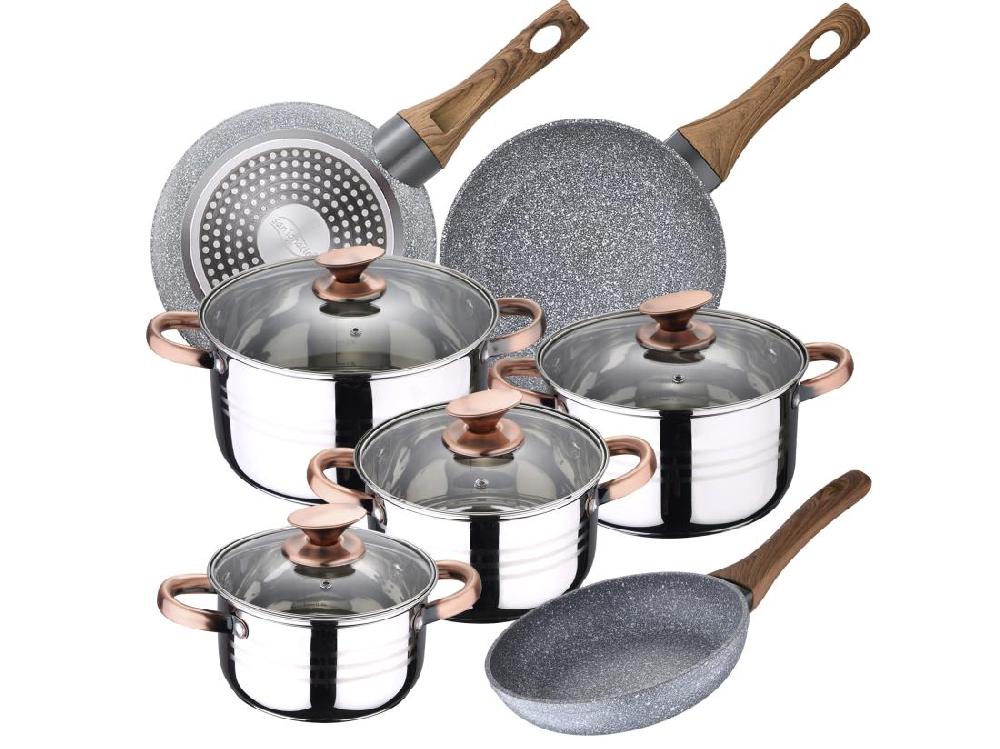 Vente Unique P. Nona Batterie De Cuisine 8 Pcs Et 3 Poêles à Frire 22 24 26cm Daimiel