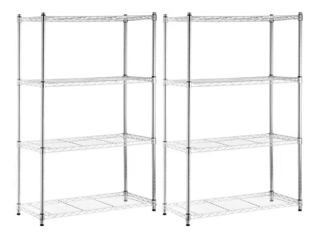 Vente Unique Pack 2 Rayonnages Métalliques Avec 4 étagères Réglables 137x91.4x35.5cm 320Kg 7house