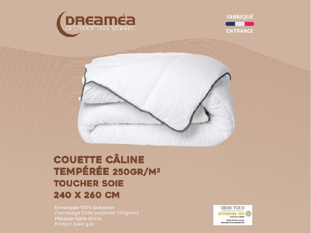 Vente Unique Pack Couette Toucher Soie 240 X 260 Cm + 2 Oreillers 60 X 60 Cm - Blanc - BIESYA