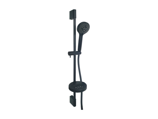 vente unique Pack pommeau de douche rond 3 jets + flexible + barre + porte savon Paini Ruby Noir Mat