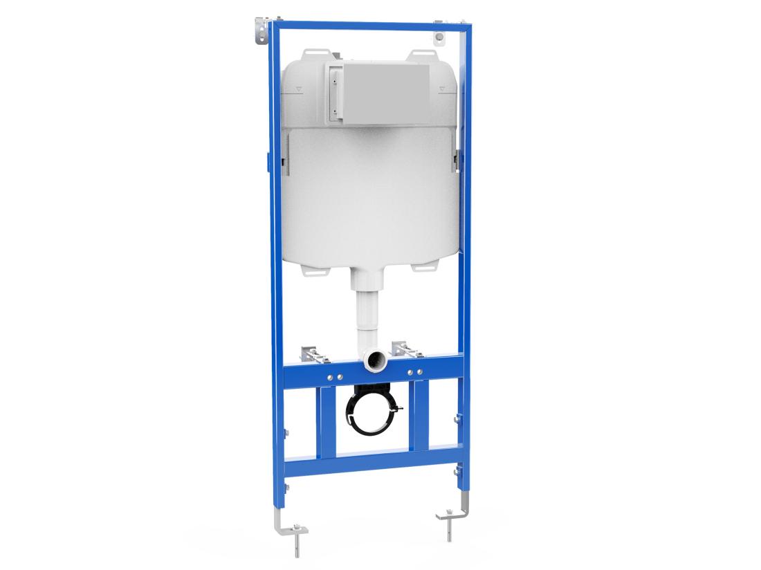 Vente Unique Pack WC Suspendu Blanc Avec Bâti-support Et Plaque De Déclenchement Chrome Ronde - CLEMONA