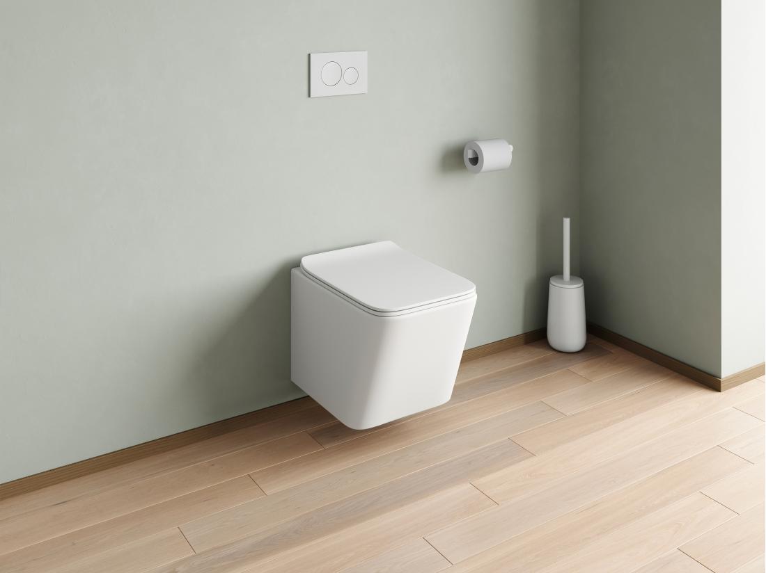 vente unique Pack WC suspendu blanc mat avec bâti-support et plaque de déclenchement blanche - CLEMONA