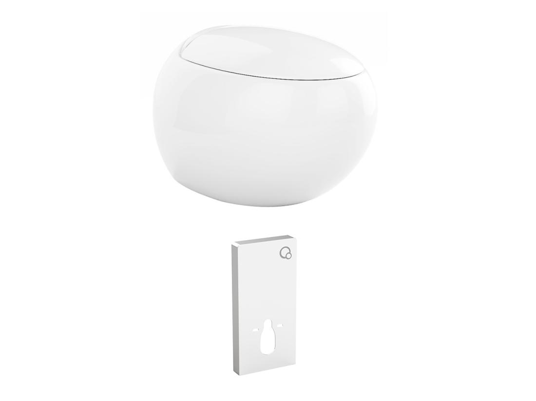 Vente Unique Pack WC Suspendu En Céramique Blanc Avec Bâti-support Décoratif - HURO II