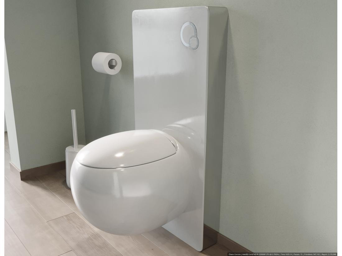 vente unique Pack WC suspendu en céramique blanc avec bâti-support décoratif - HURO II