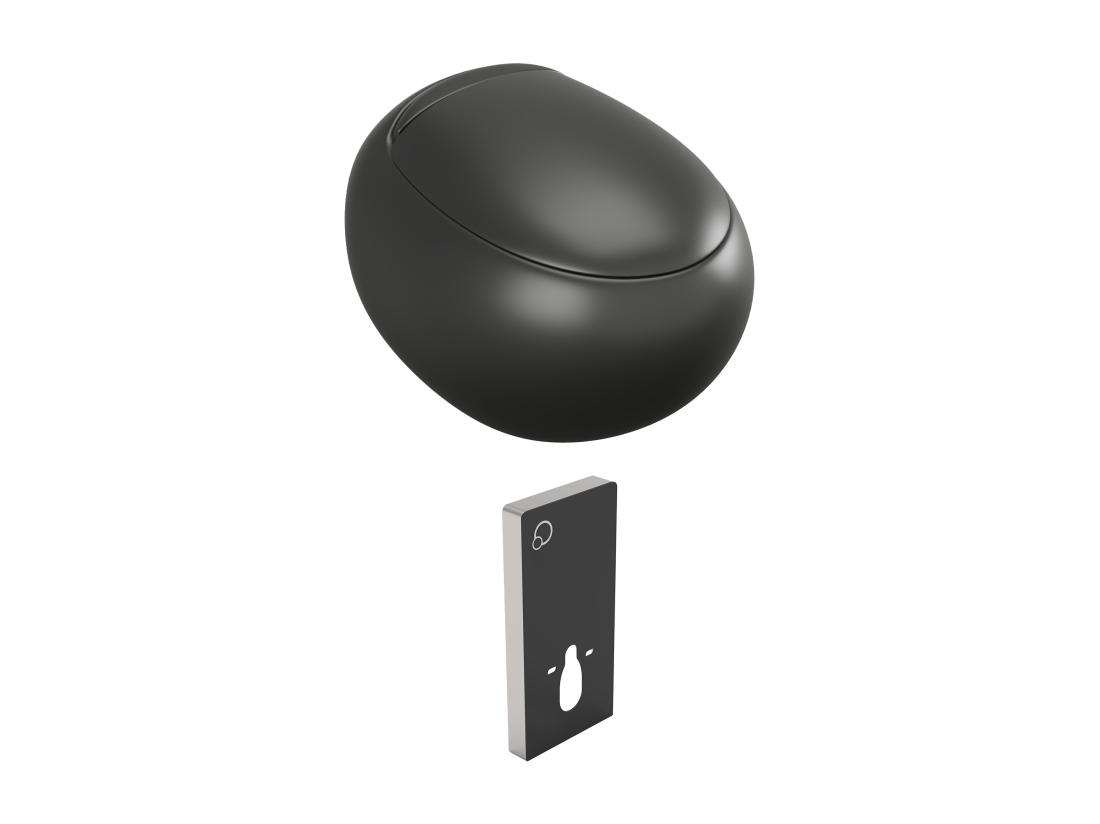 Vente Unique Pack WC Suspendu En Céramique Noir Mat Avec Bâti-support Décoratif - HURO II