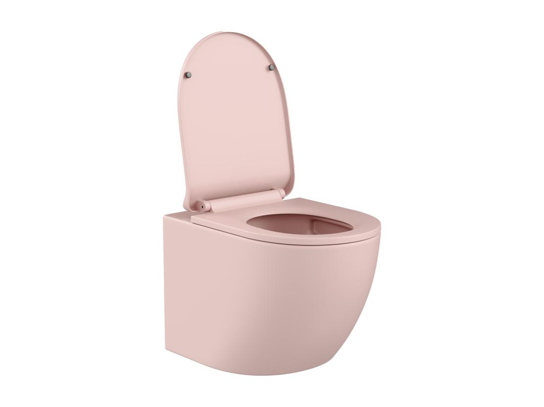 Vente Unique Pack WC Suspendu Rose Mat Avec Bâti-support Et Plaque De Déclenchement - JAVOINE