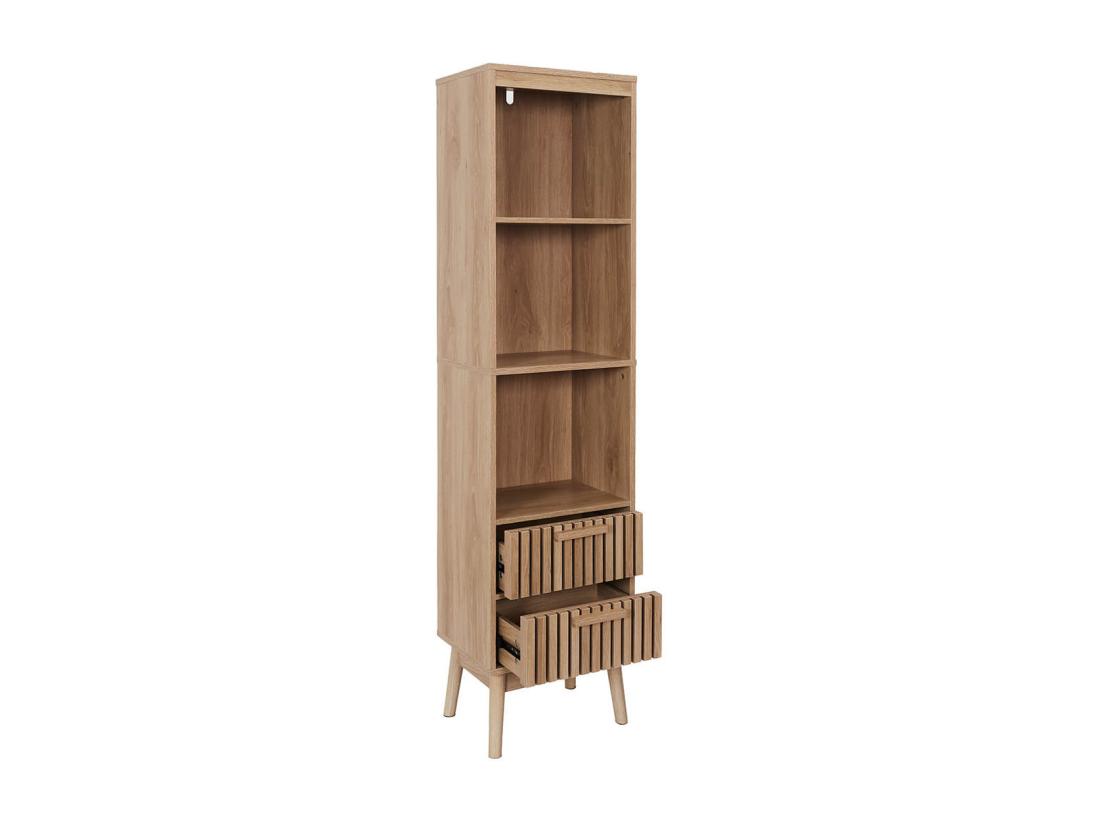 Vente Unique PAJAN - Rangement Colonne 3 Etagères 2 Tiroirs Effet Bois Avec Tasseaux