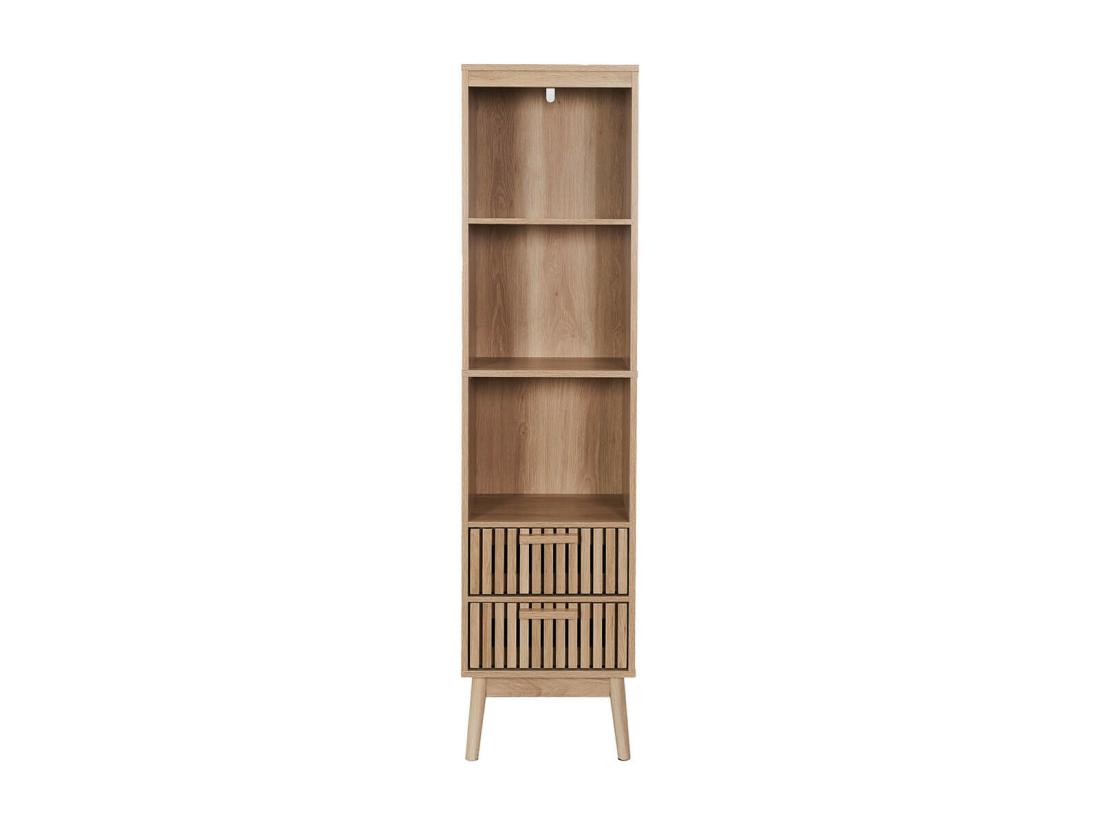 Vente Unique PAJAN - Rangement Colonne 3 Etagères 2 Tiroirs Effet Bois Avec Tasseaux