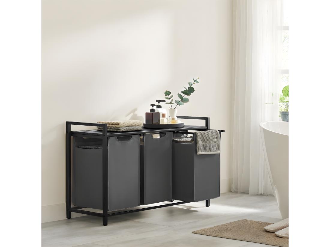 Vente Unique Panier à Linge 3 Compartiments - L92 5 Cm