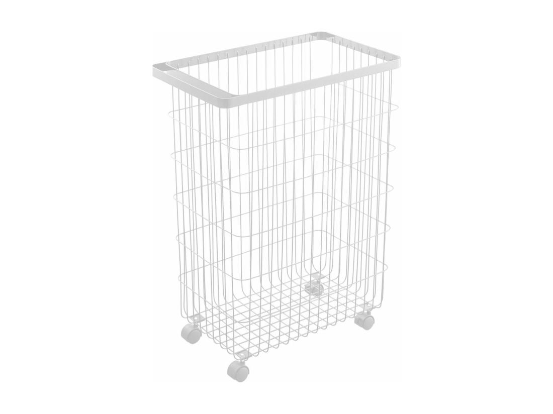 vente unique Panier à linge à roulettes en métal H56.5cm
